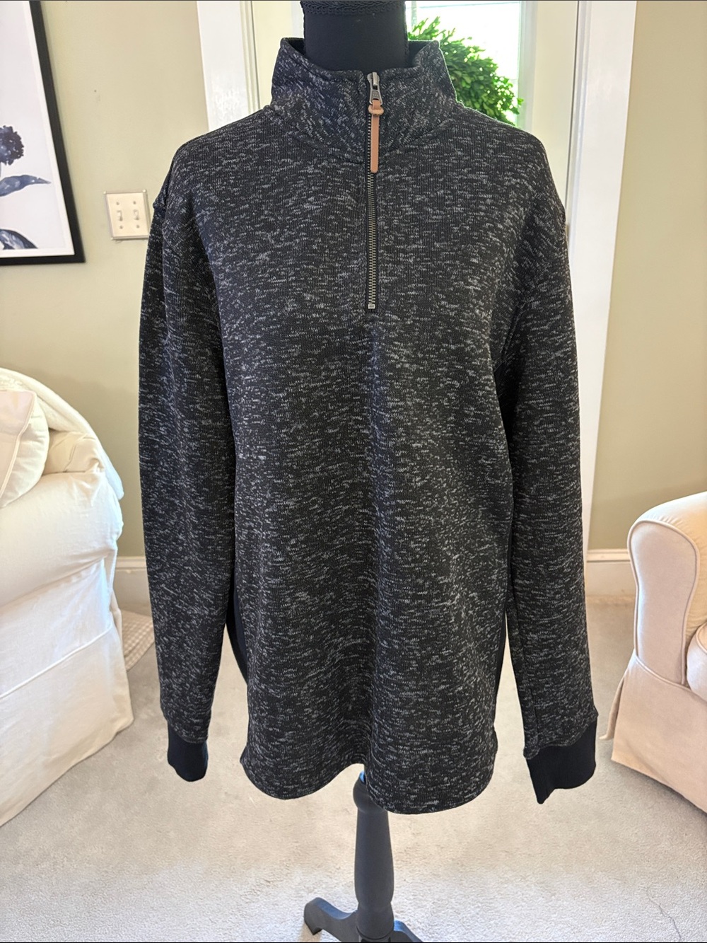 Merona Charcoal Heather Quarter-Zip Pullover Sweater